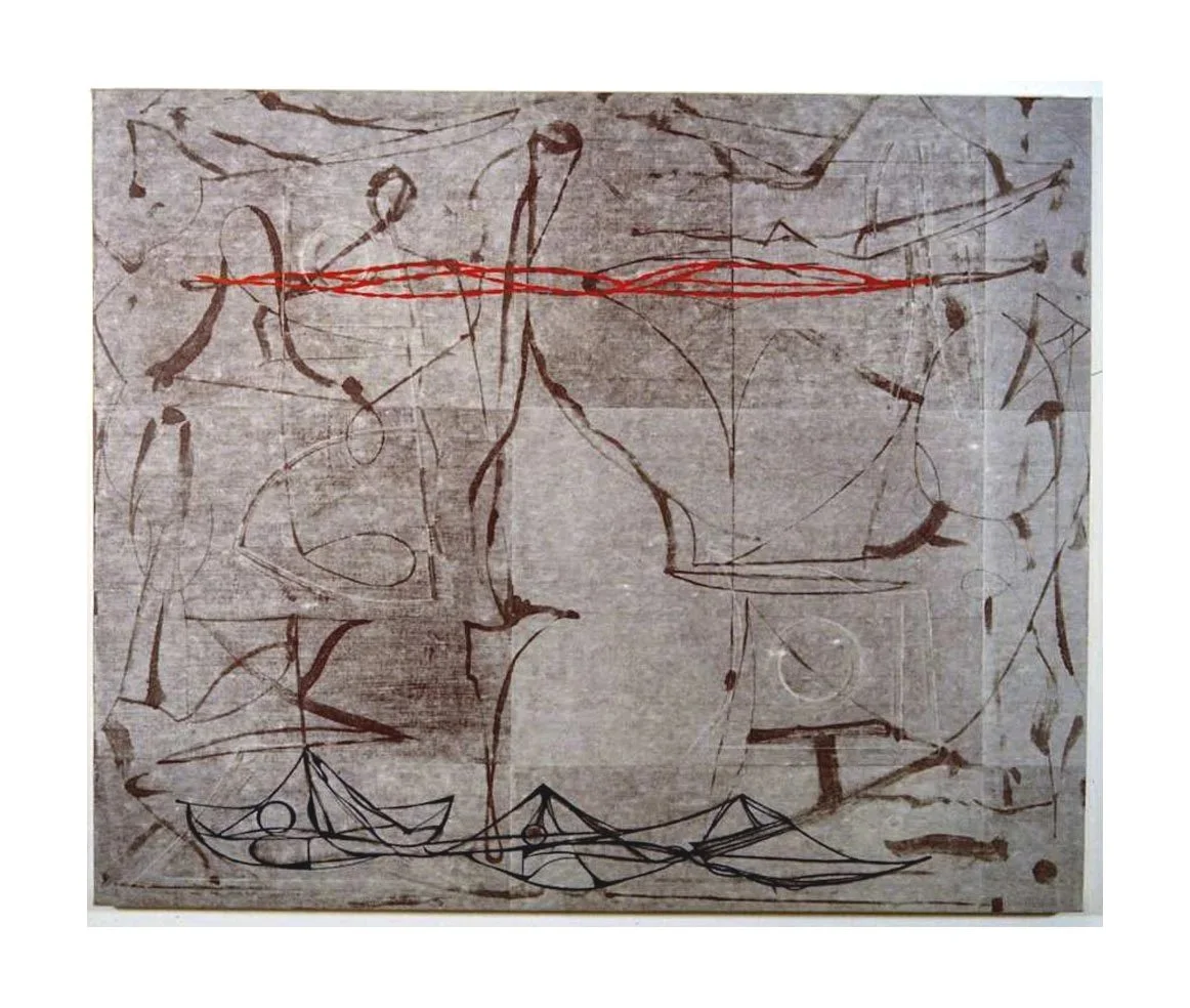 Kouloura, acrylic on kozushi paper on cotton duck canvas, 100.3 x 121.9 cm, 1992