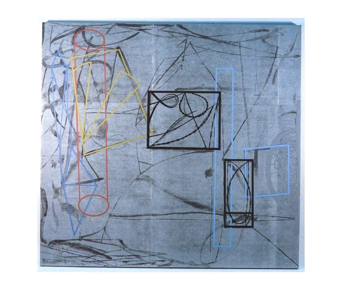 House of Morgan, acrylic and paper (kozushi) on cotton duck canvas, 114 x 122 cm, c. 1992