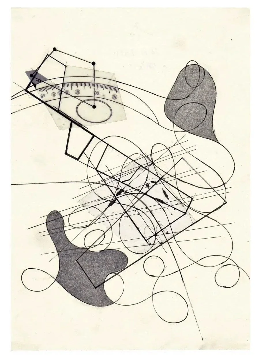 Encounters No. 1, collage, acrylic, coloured pencils, graphite and archival marker pens, 24 x 17 cm, 2021