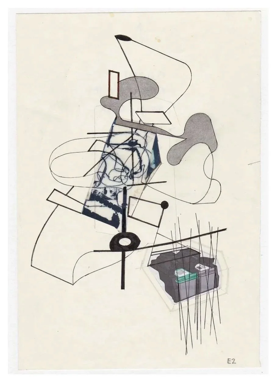 Encounters No. 2, collage, acrylic, coloured pencils, graphite and archival marker pens, 24 x 17 cm, 2021