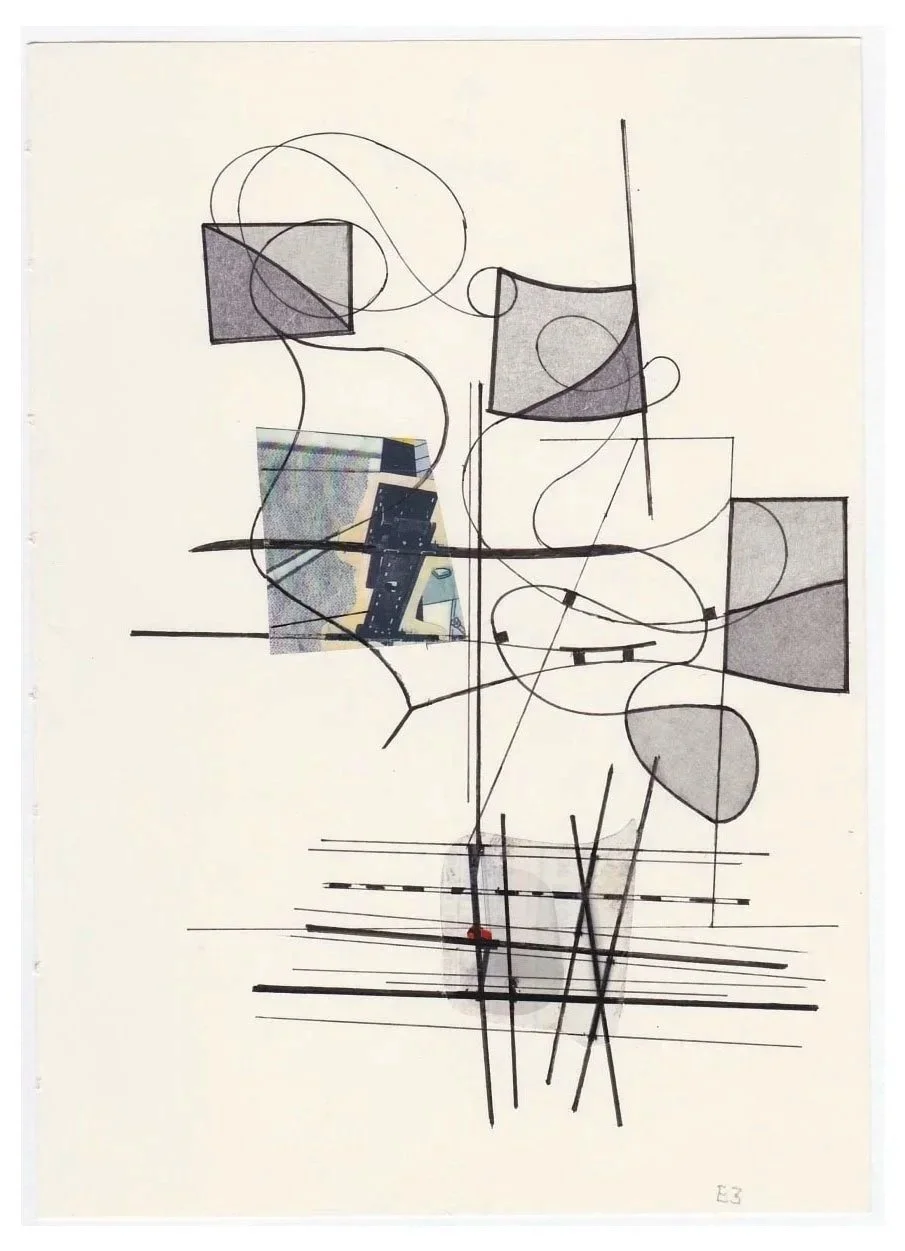 Encounters No. 3, collage, acrylic, coloured pencils, graphite and archival marker pens, 24 x 17 cm, 2021