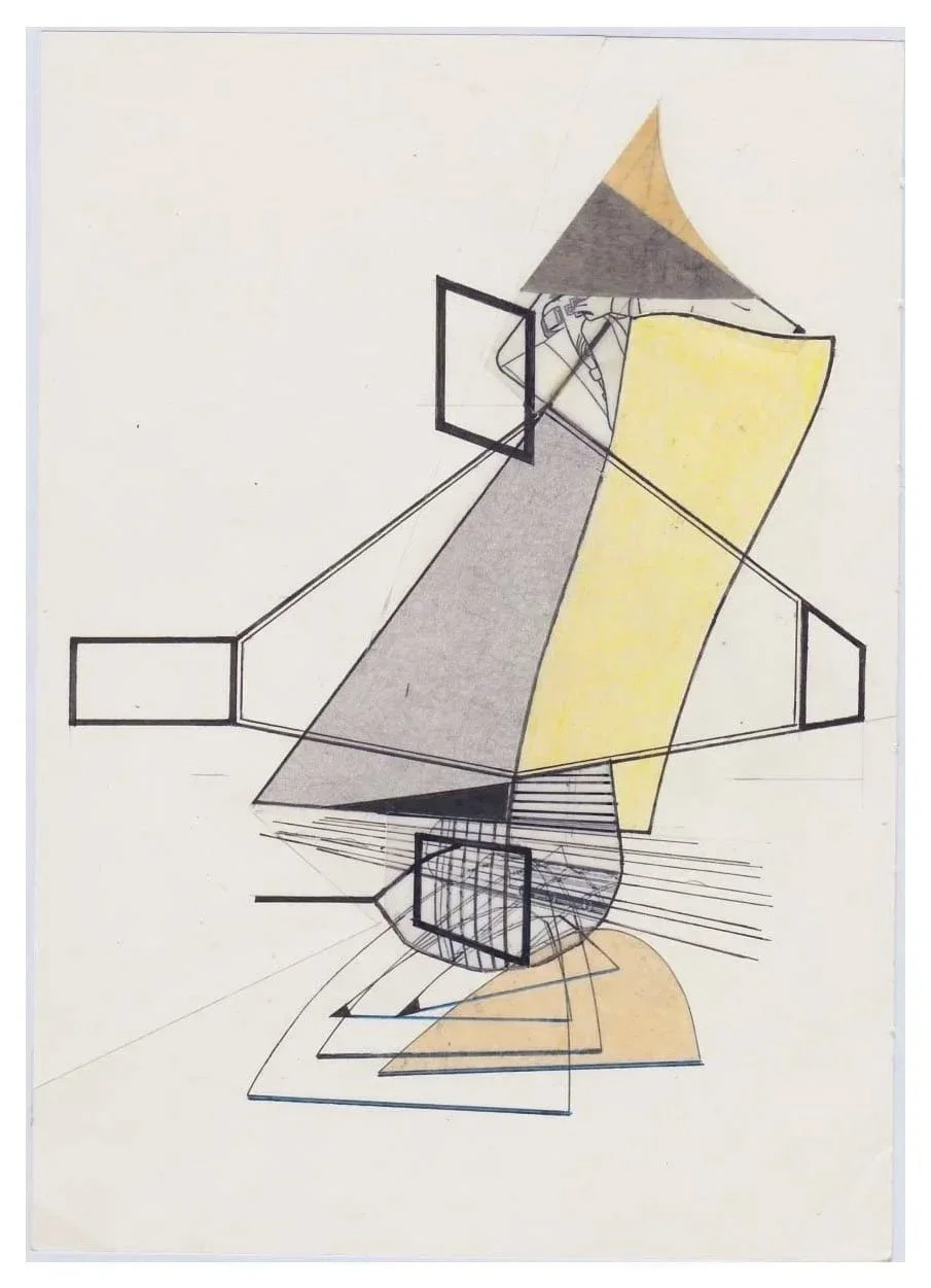 Encounters No. 4, collage, acrylic, coloured pencils, graphite and archival marker pens, 24 x 17 cm, 2021