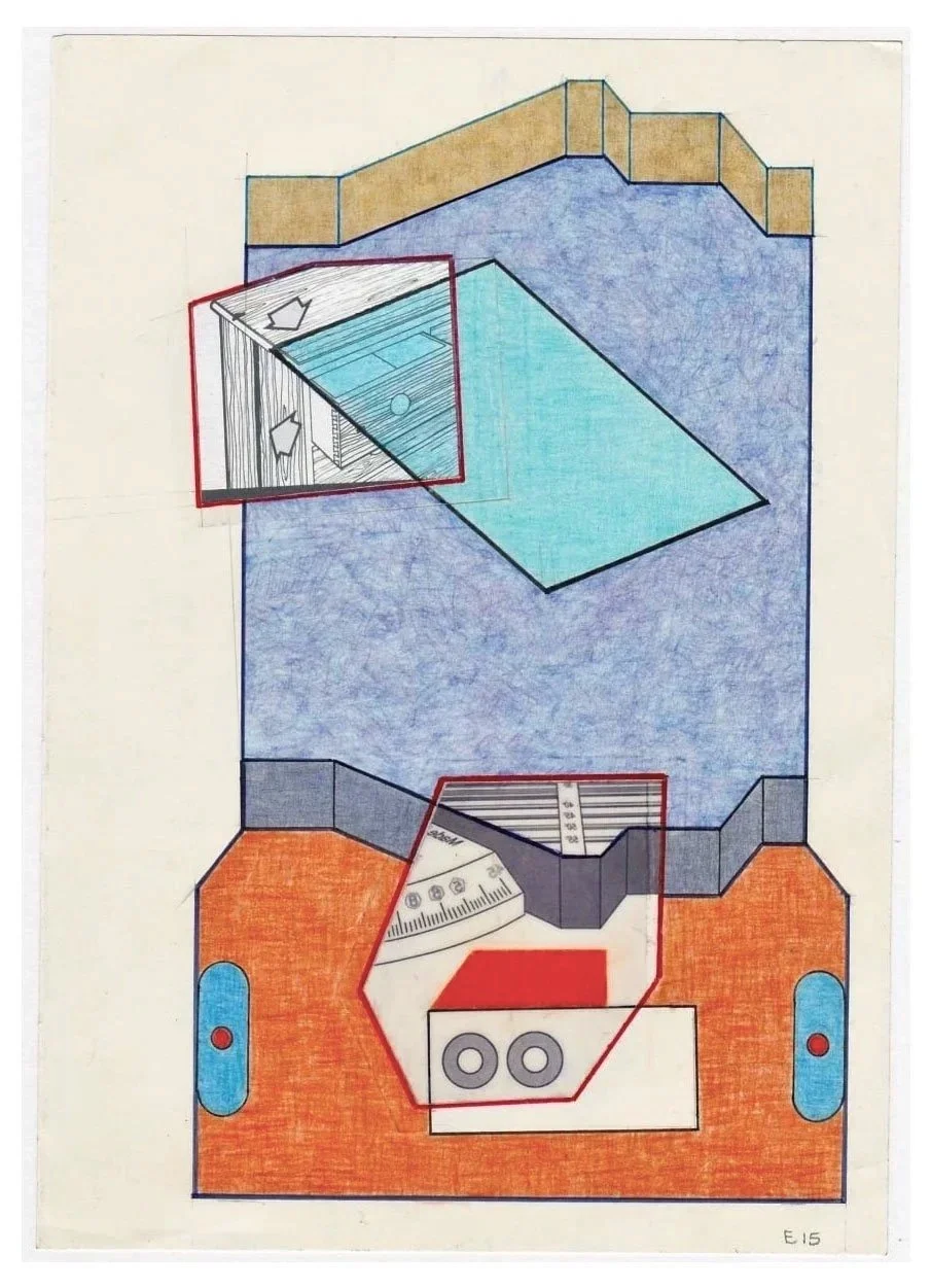 Encounters No. 15, collage, acrylic, coloured pencils, graphite and archival marker pens, collage, acrylic, coloured pencils, graphite and archival marker pens, 24 x 17 cm, 2021