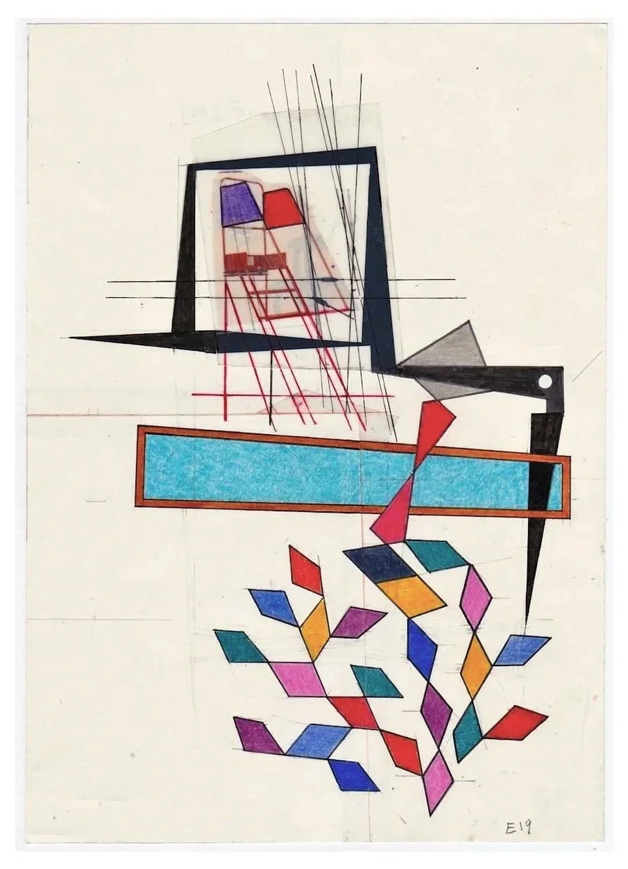 Encounters No. 19, collage, acrylic, coloured pencils, graphite and archival marker pens, collage, acrylic, coloured pencils, graphite and archival marker pens, 24 x 17 cm, 2021