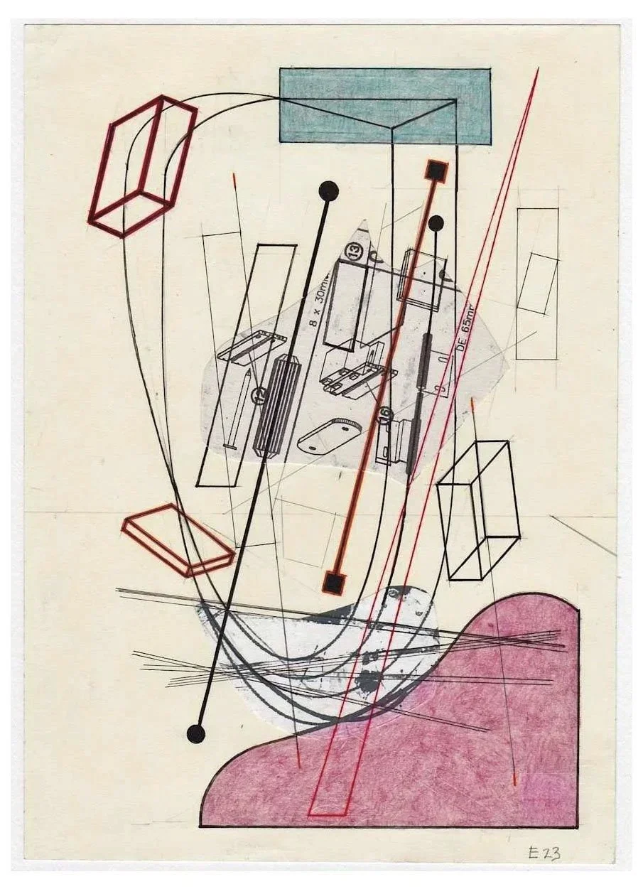 Encounters No. 23, collage, acrylic, coloured pencils, graphite and archival marker pens, collage, acrylic, coloured pencils, graphite and archival marker pens, 24 x 17 cm, 2021