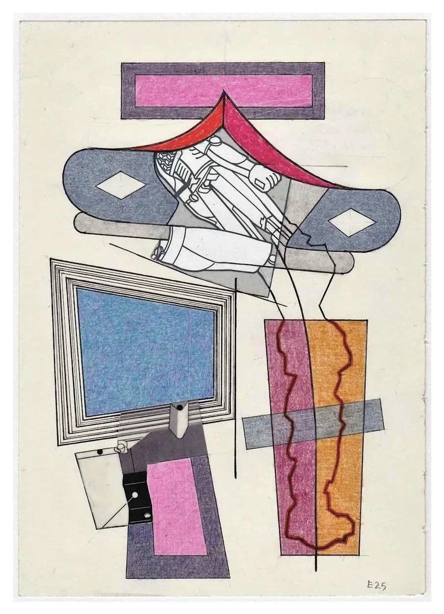 Encounters No. 25, collage, acrylic, coloured pencils, graphite and archival marker pens, collage, acrylic, coloured pencils, graphite and archival marker pens, 24 x 17 cm, 2021