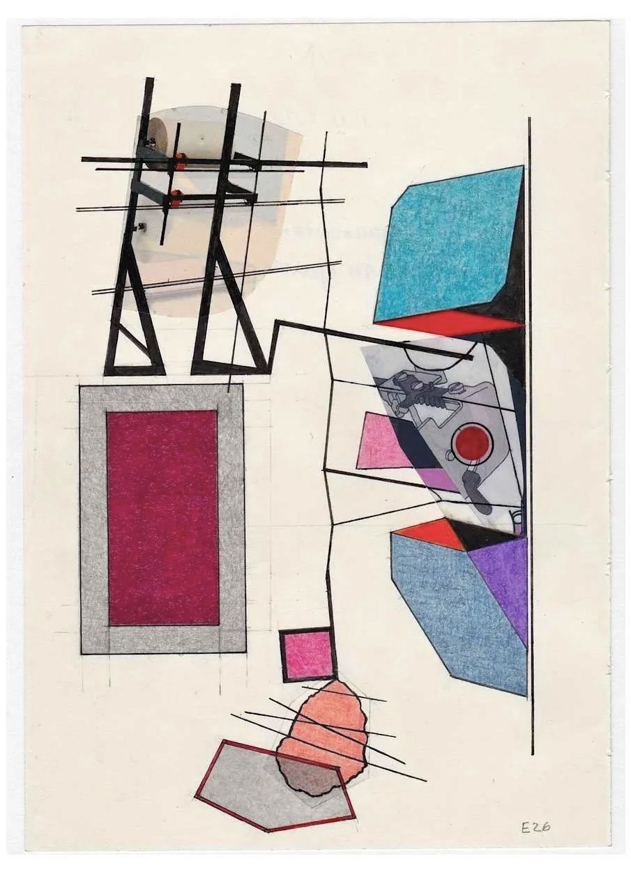 Encounters No. 26, collage, acrylic, coloured pencils, graphite and archival marker pens, collage, acrylic, coloured pencils, graphite and archival marker pens, 24 x 17 cm, 2021