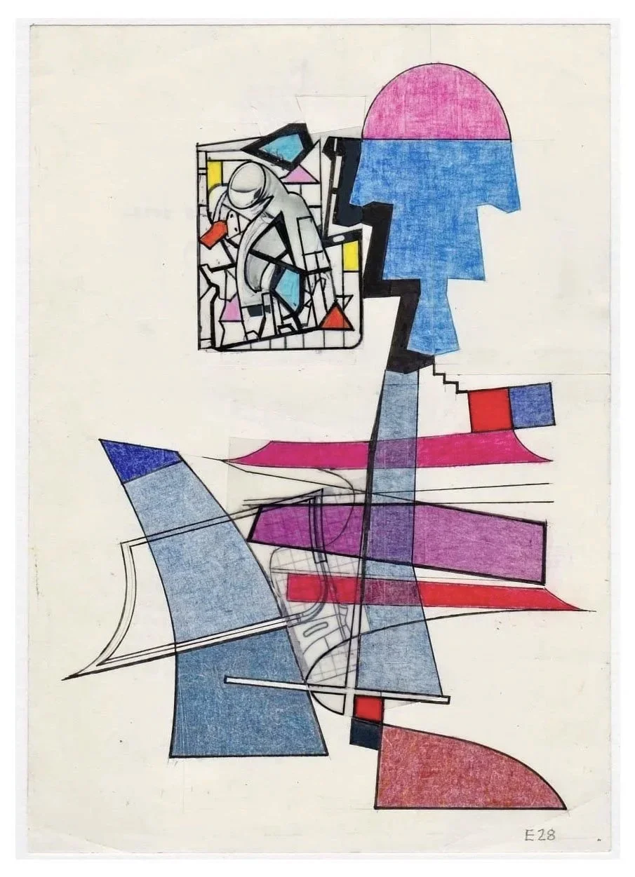 Encounters No. 28, collage, acrylic, coloured pencils, graphite and archival marker pens, collage, acrylic, coloured pencils, graphite and archival marker pens, 24 x 17 cm, 2021