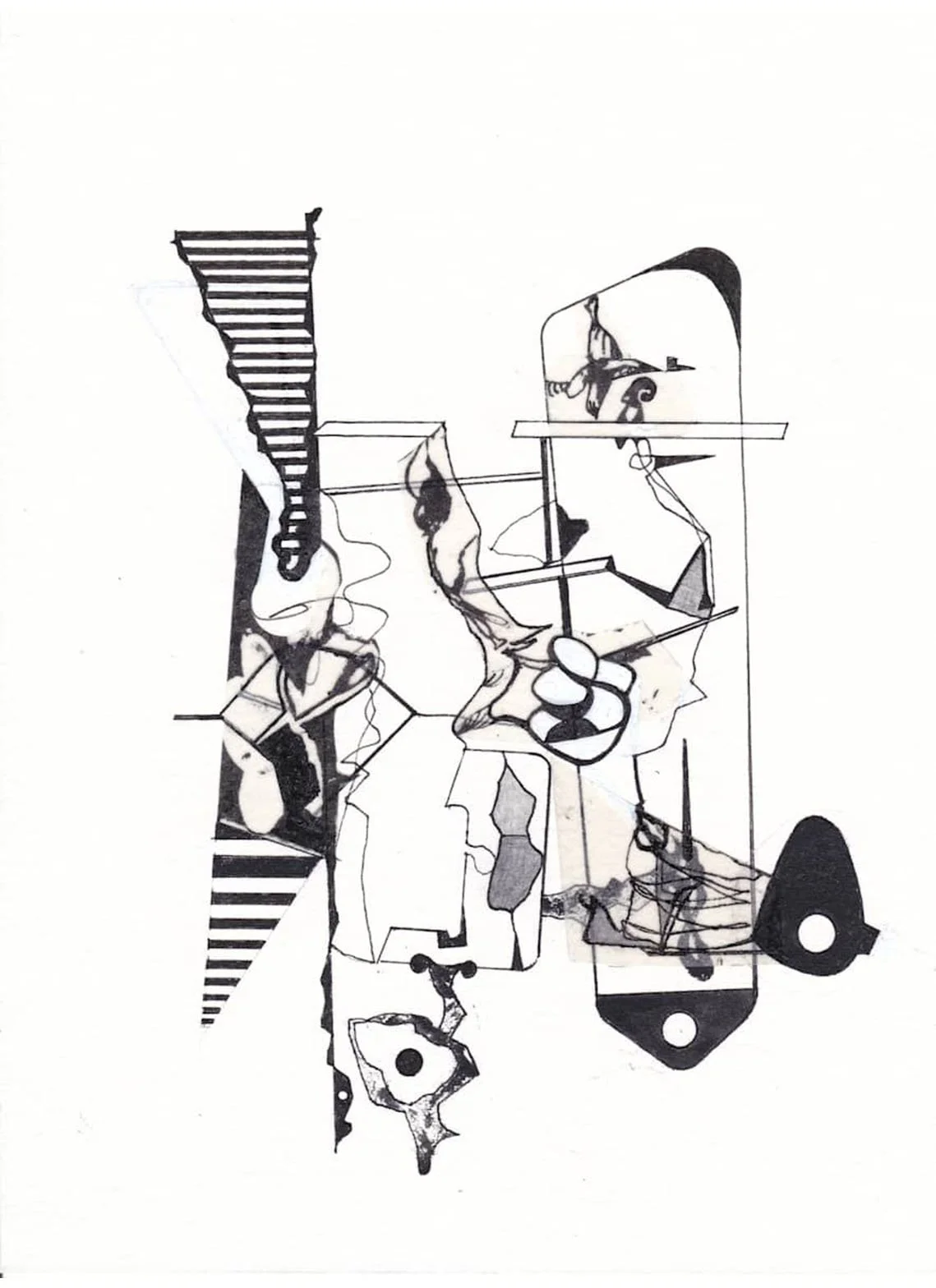 Of Every Description, Untitled Collage, tracing film, ink, Japanese paper, 25.4 x 18.8 cm, 2017 - 2023