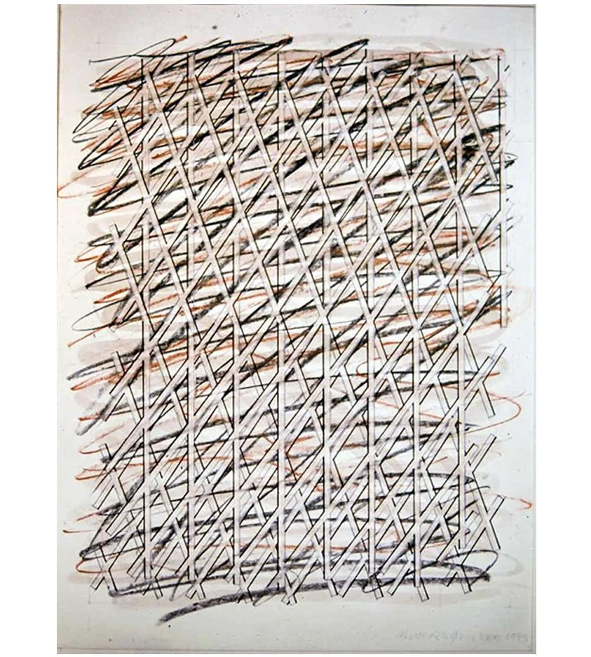 Untitled Drawing, charcoal watercolour and ink on paper, 30.48 x 25.4 cm, 1975