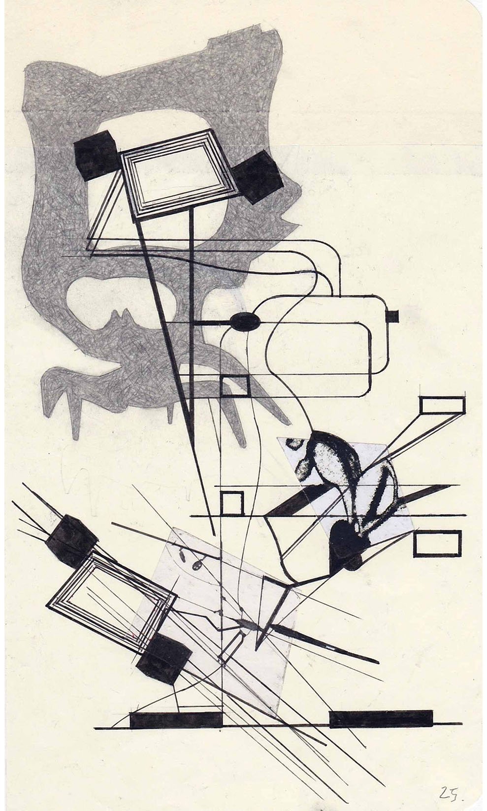 Field Notes No. 25, graphite, collage and archival marker pens, 2020-2021, 21 x 13 cm