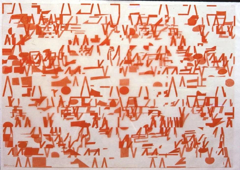 Dispersion, crayon on tracing film, 101.6 x 121.92 cm, 1978