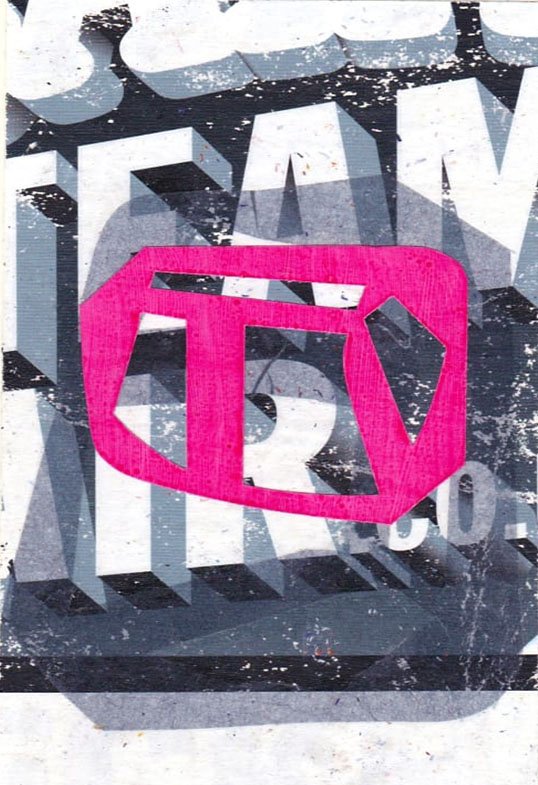 Stream No. 49, acrylic, paper and collage, 16.2 x 9.7 cm, 2018