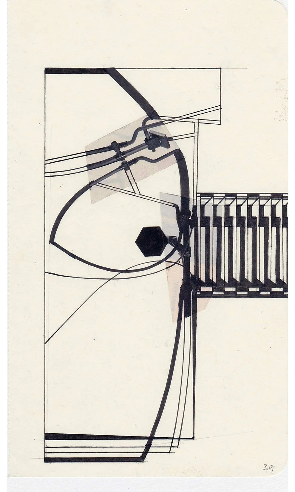 Field Notes No. 39, graphite, collage and archival marker pens, 2020-2021, 21 x 13 cm