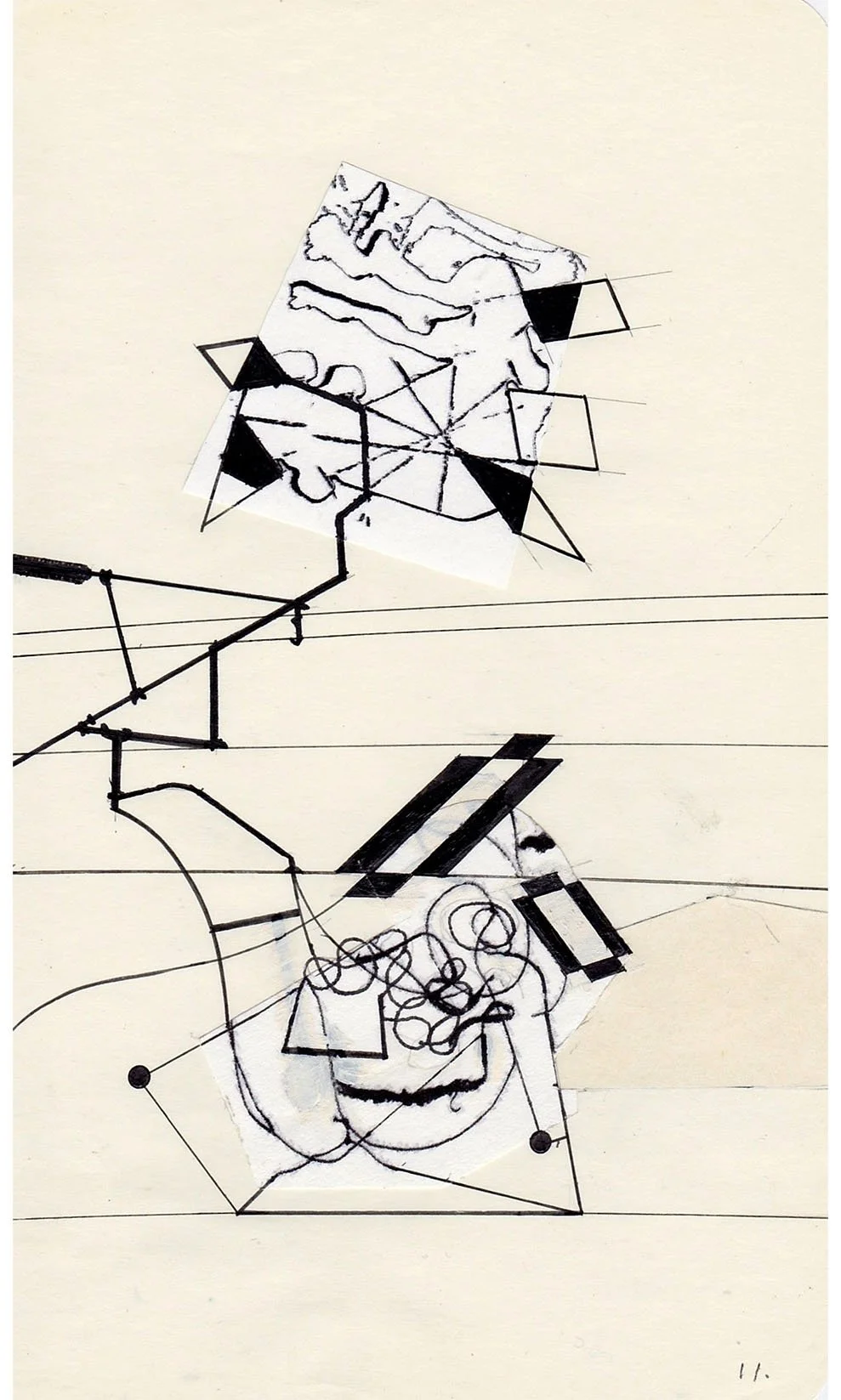 Field Notes No. 11, graphite, collage and archival marker pens, 2020-2021, 21 x 13 cm