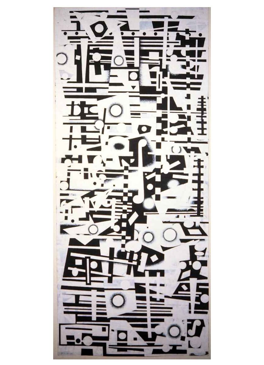 Painting from Writing, acrylic and paper, 103 x 44.6 cm, 1989