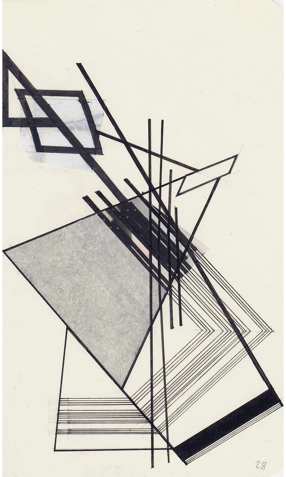 Field Notes No. 28, graphite, collage and archival marker pens, 2020-2021, 21 x 13 cm