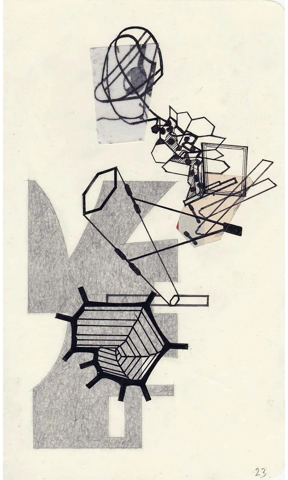 Field Notes No. 23, graphite, collage and archival marker pens, 2020-2021, 21 x 13 cm