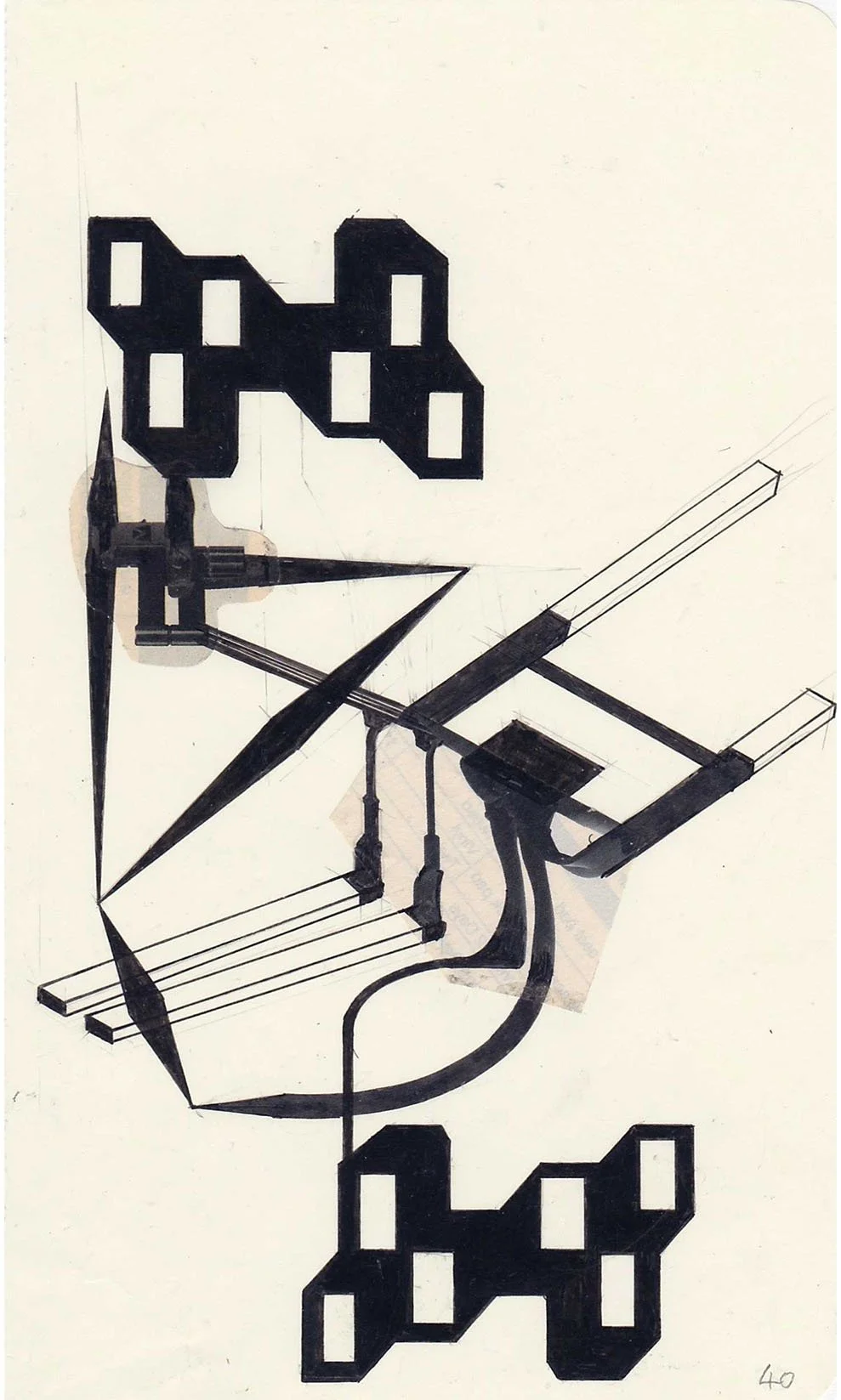 Field Notes No. 40, graphite, collage and archival marker pens, 2020-2021, 21 x 13 cm