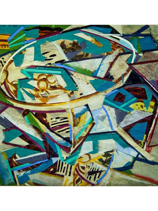 Green Book No. 58, In the Dark with Statues, acrylic and collage on paper, 11 x 9.8 cm, 1986