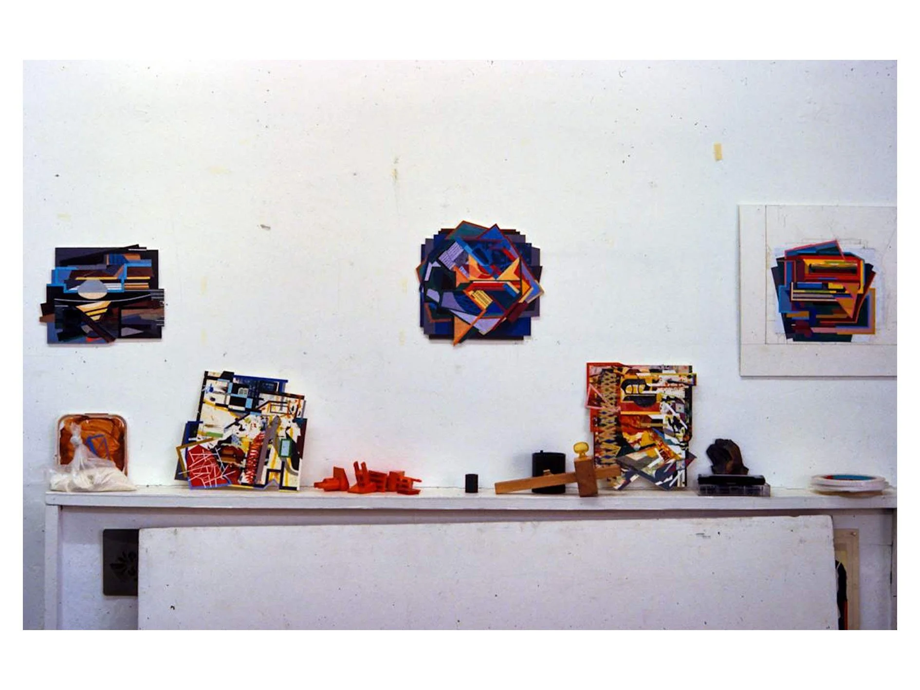Shaped Pieces on Card, installation photo, 1985