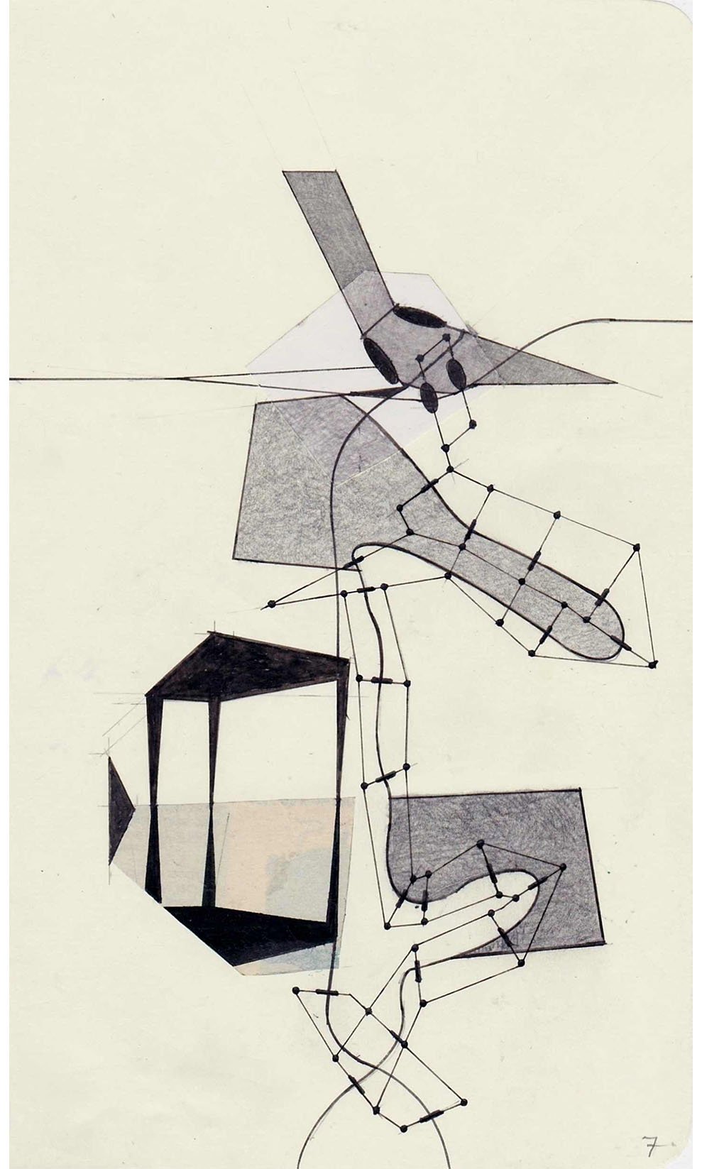 Field Notes No. 7, graphite, collage and archival marker pens, 2020-2021, 21 x 13 cm