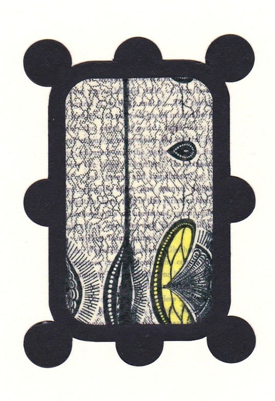 Stream No. 41, acrylic, book page and inkjet print, 13.5 x 9.2 cm, 2018