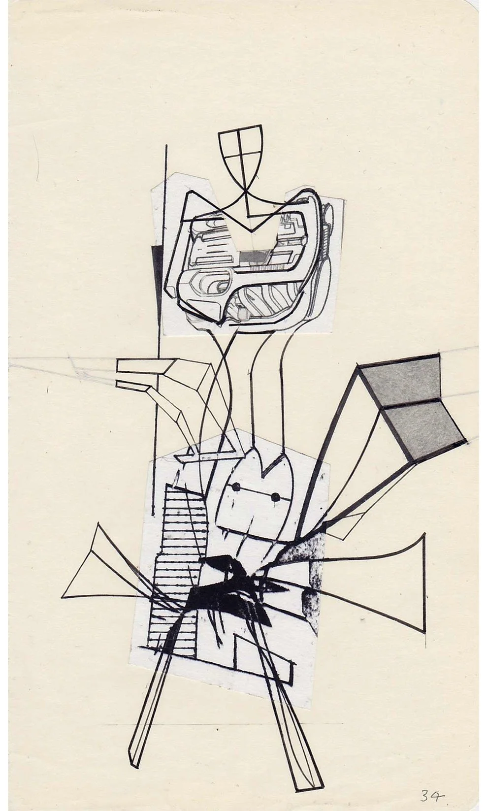 Field Notes No. 34, graphite, collage and archival marker pens, 2020-2021, 21 x 13 cm
