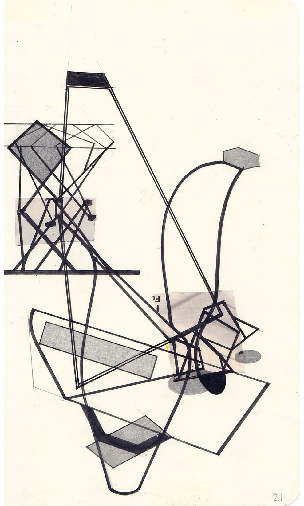 Field Notes No. 21, graphite, collage and archival marker pens, 2020-2021, 21 x 13 cm