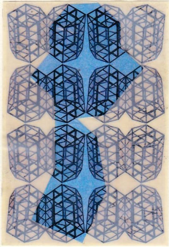 Stream No. 73, inkjet print, drafting film and paper, 12.1 x 8.3 cm, 2018