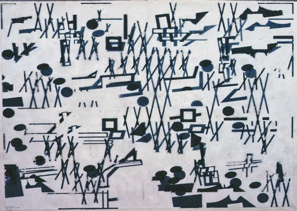 Winter Quarters, crayon and pastel on tracing film, 101.6 x 121.92 cm, 1977-1978