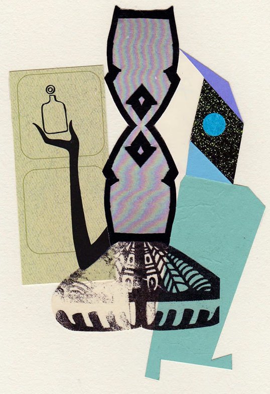 Stream No. 95, acrylic, collage, inkjet print, xerographic print and paper, 19.2 x 13.4 cm, 2018