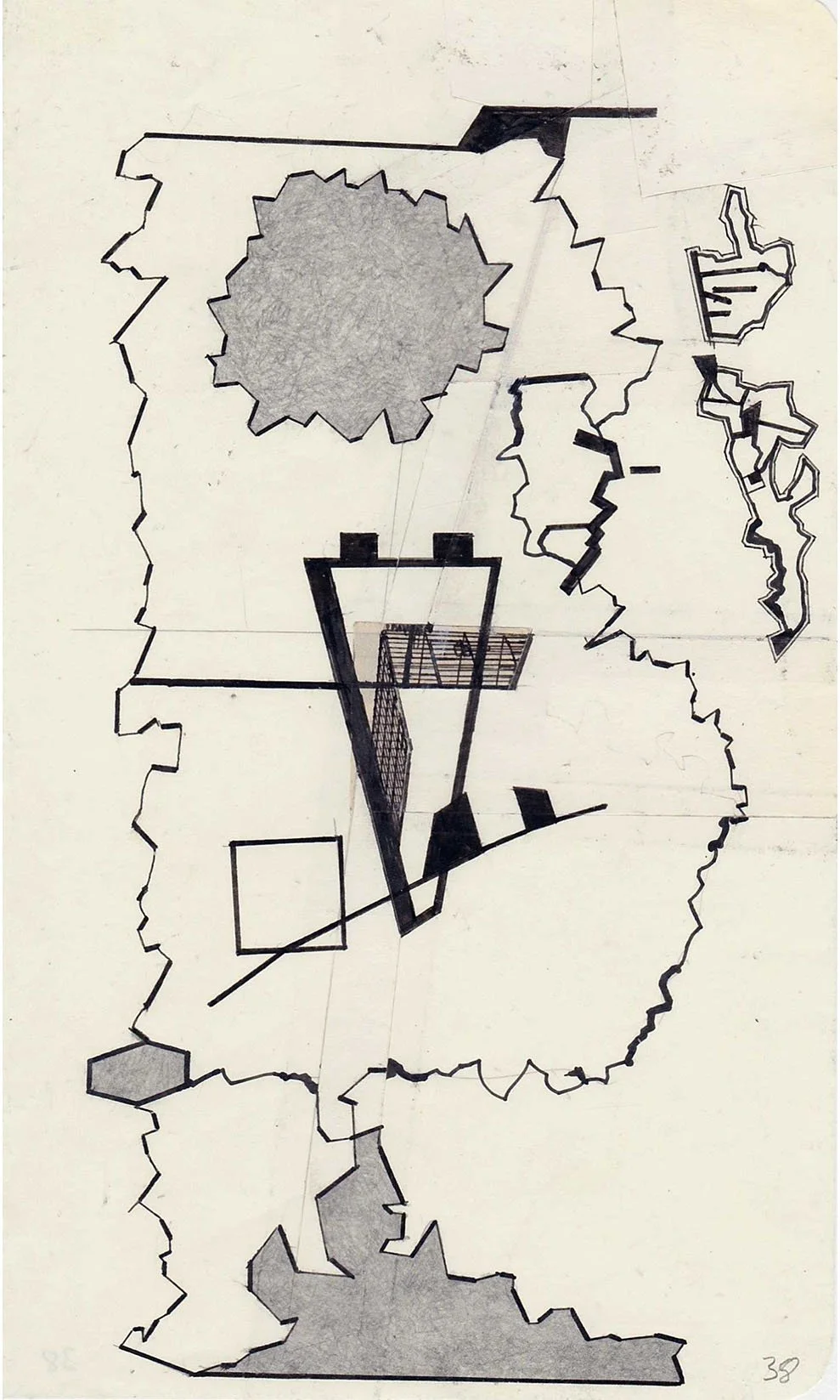Field Notes No. 38, graphite, collage and archival marker pens, 2020-2021, 21 x 13 cm