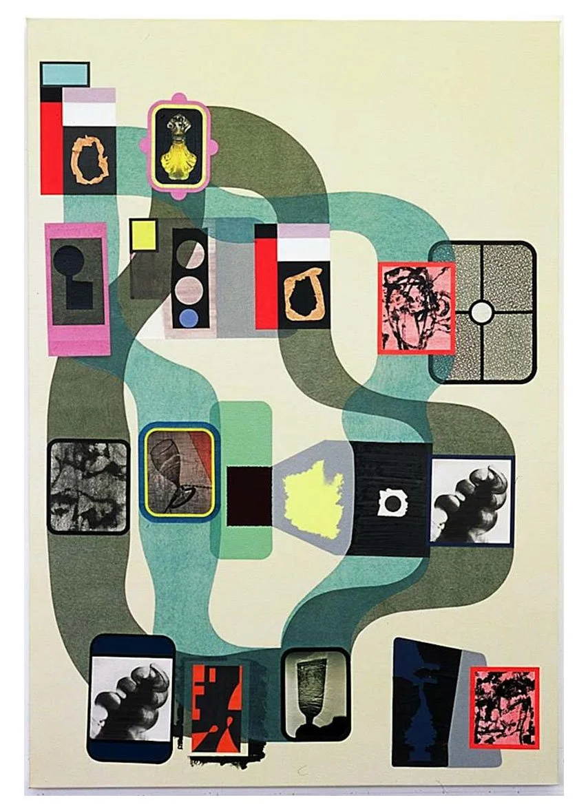 Amongst Other Things, acrylic and paper on canvas, 65 x 40 cm, 2005