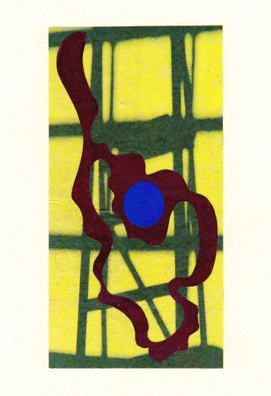 Stream No. 98, acrylic, paper and inkjet print, 14.2 x 9.2 cm, 2018