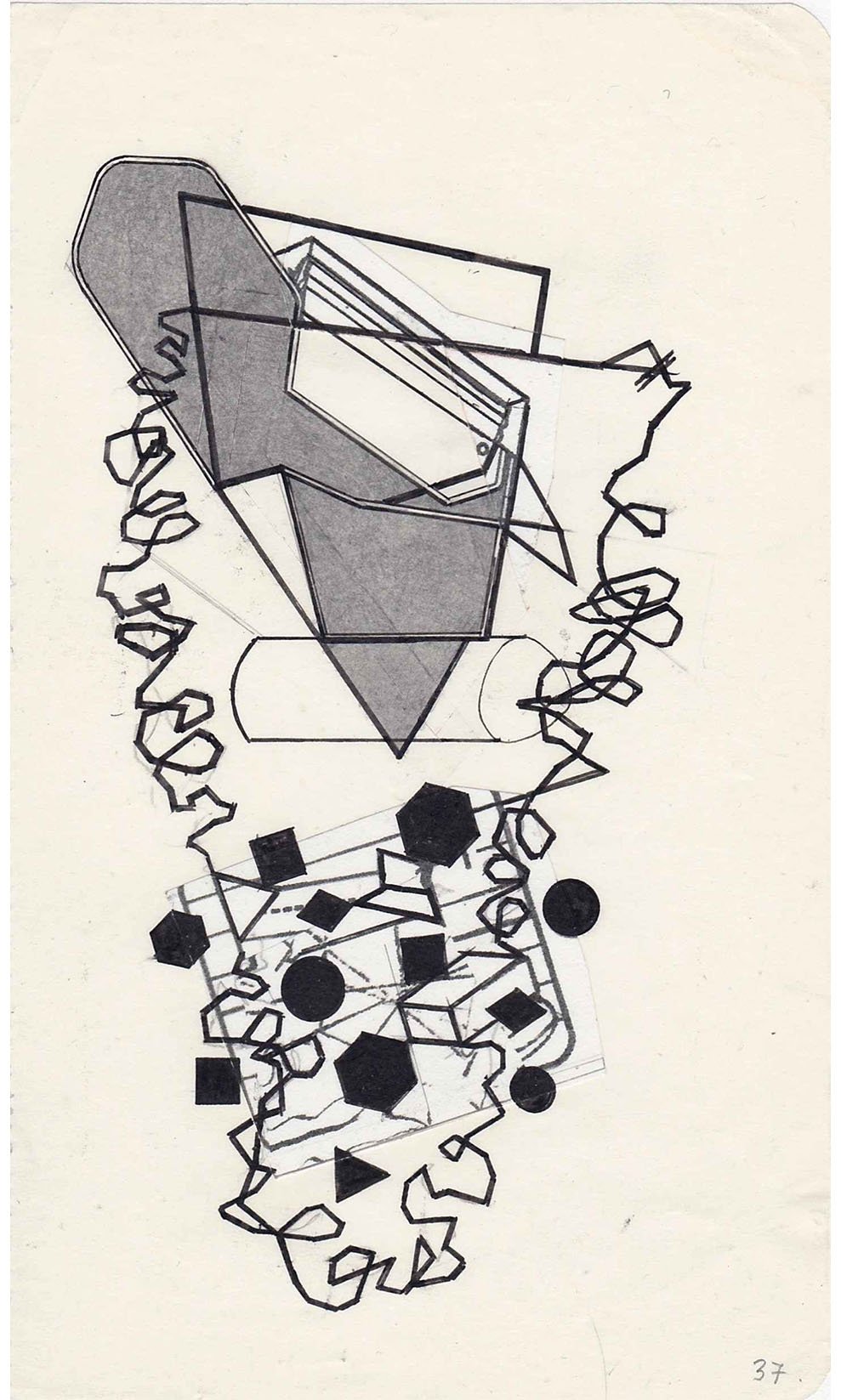 Field Notes No. 37, graphite, collage and archival marker pens, 2020-2021, 21 x 13 cm