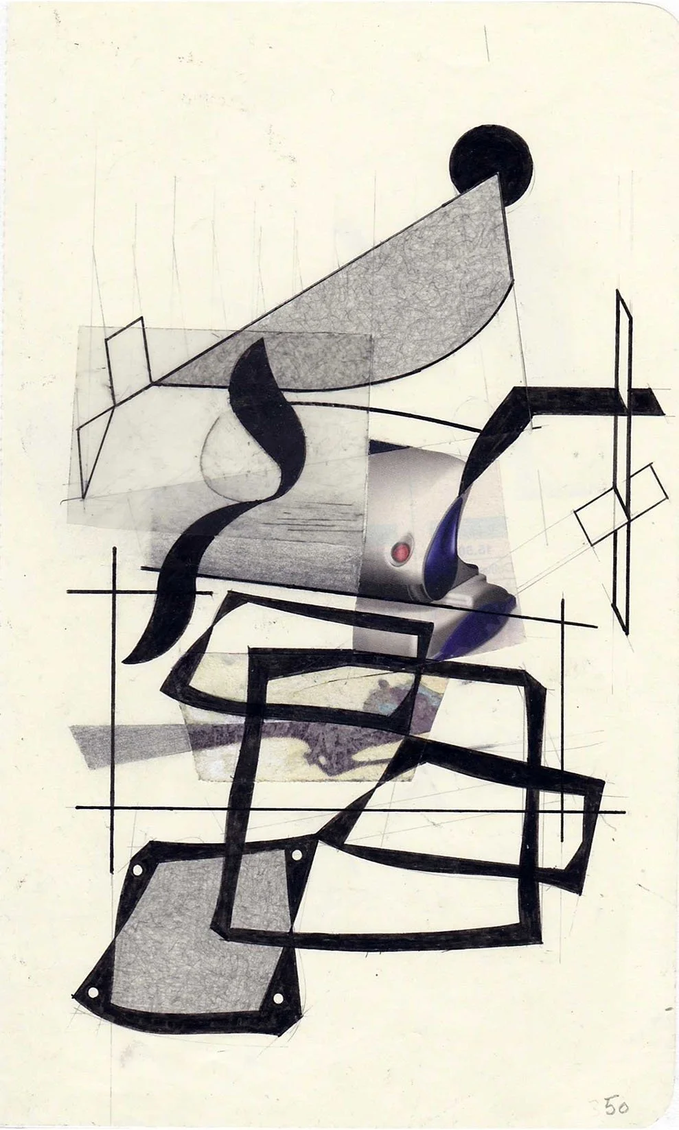 Field Notes No. 50, original drawing, graphite, collage and archival marker pens, graphite, collage and archival marker pens, 21 x 13 cm, 2020 - 2021