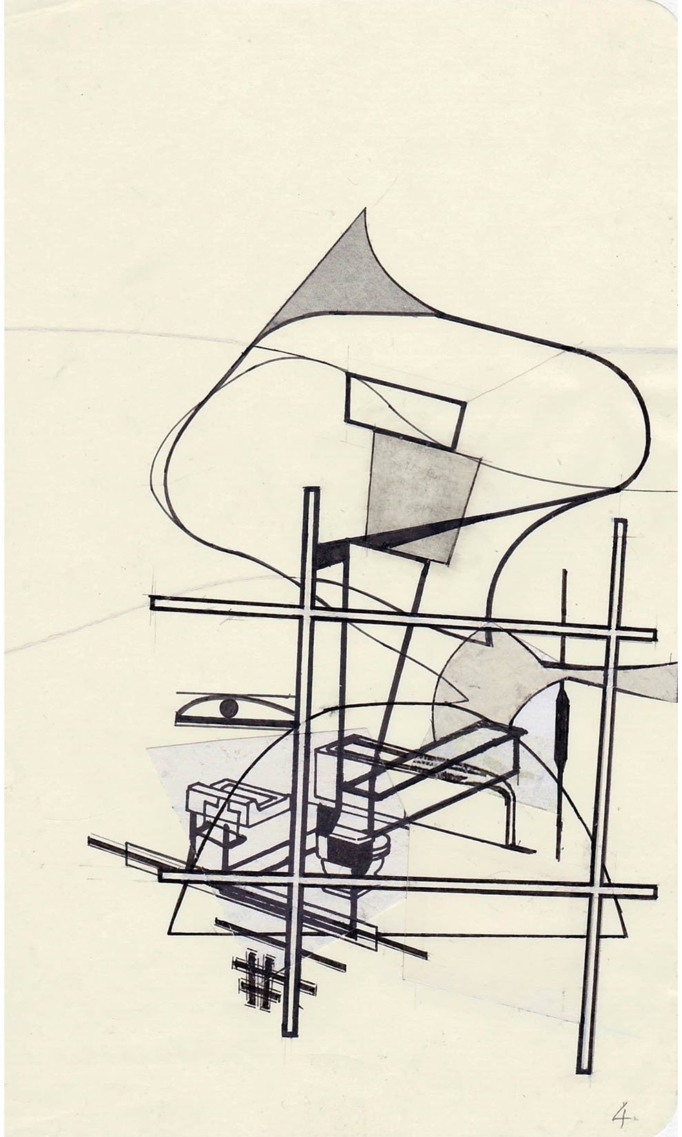 Field Notes No. 4, graphite, collage and archival marker pens, 2020-2021, 21 x 13 cm