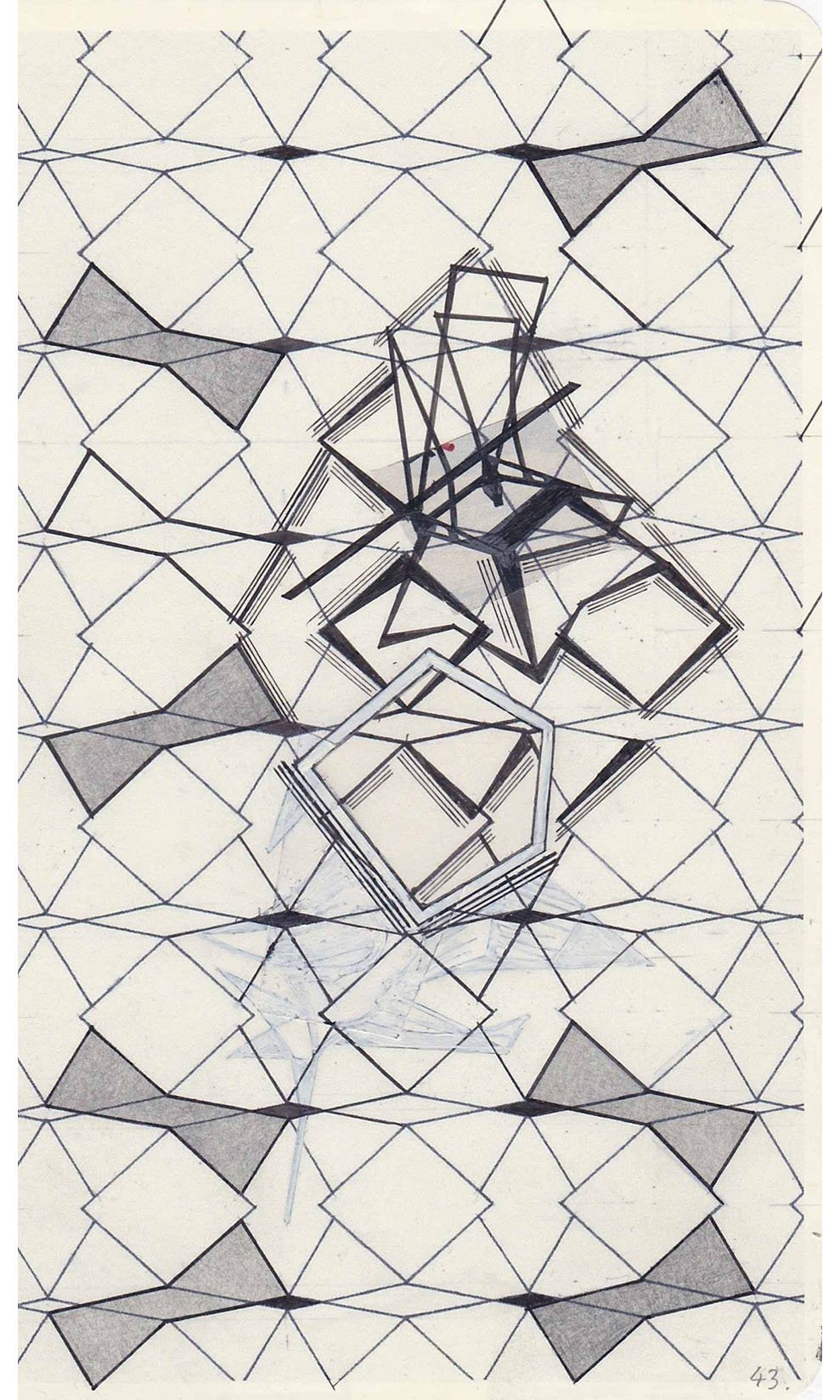 Field Notes No. 43, graphite, collage and archival marker pens, 2020-2021, 21 x 13 cm