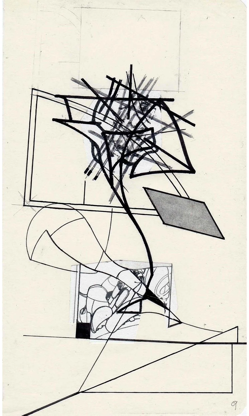 Field Notes No. 9, graphite, collage and archival marker pens, 2020-2021, 21 x 13 cm