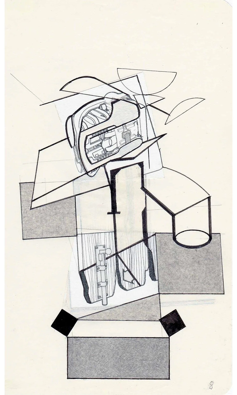 Field Notes No. 8, graphite, collage and archival marker pens, 2020-2021, 21 x 13 cm