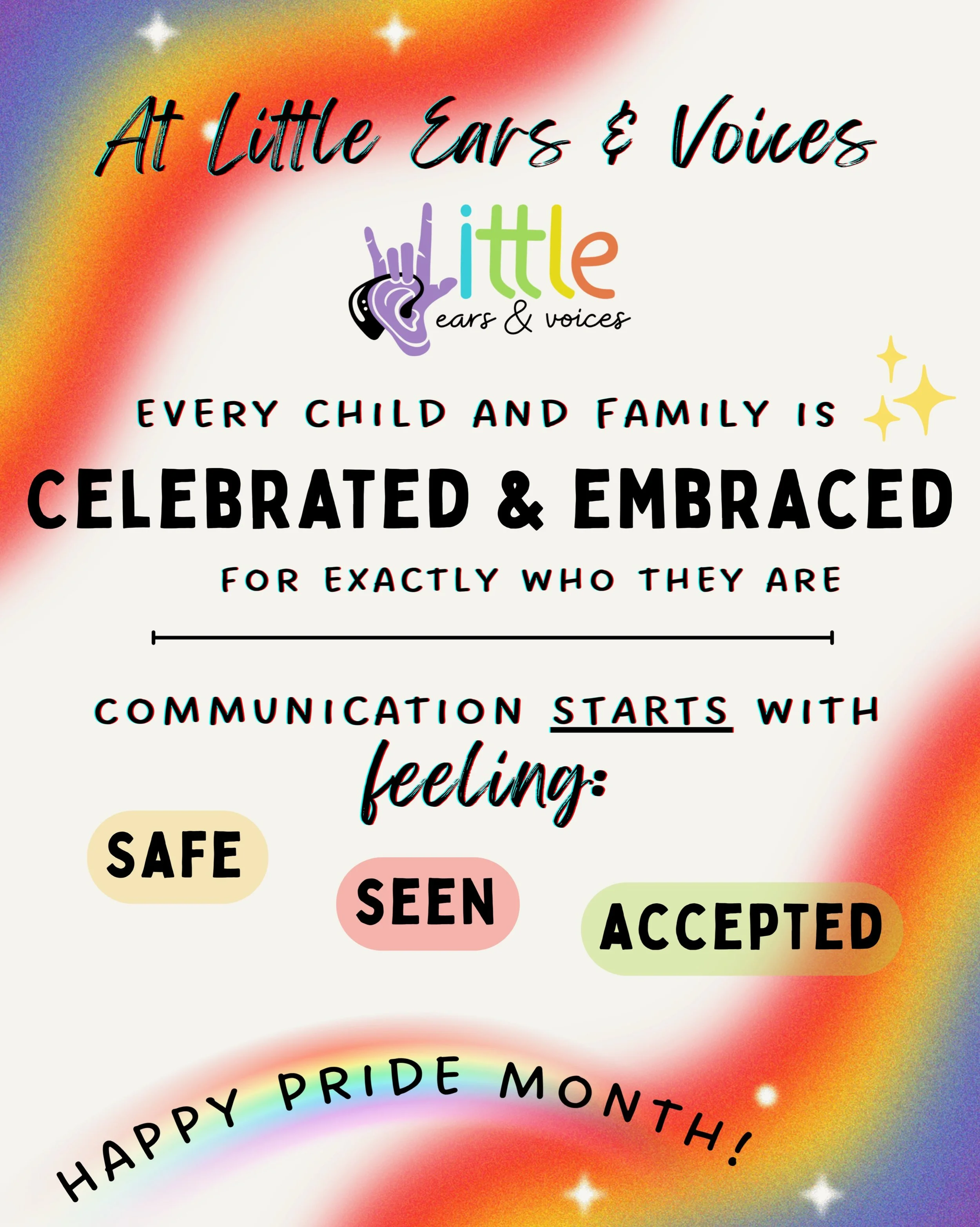 At Little Ears &amp; Voices, we believe communication begins with feeling safe, seen, accepted, and valued.

Every day, families invite me into their homes, their routines, their challenges, and their celebrations. 

As speech-language pathologists, 