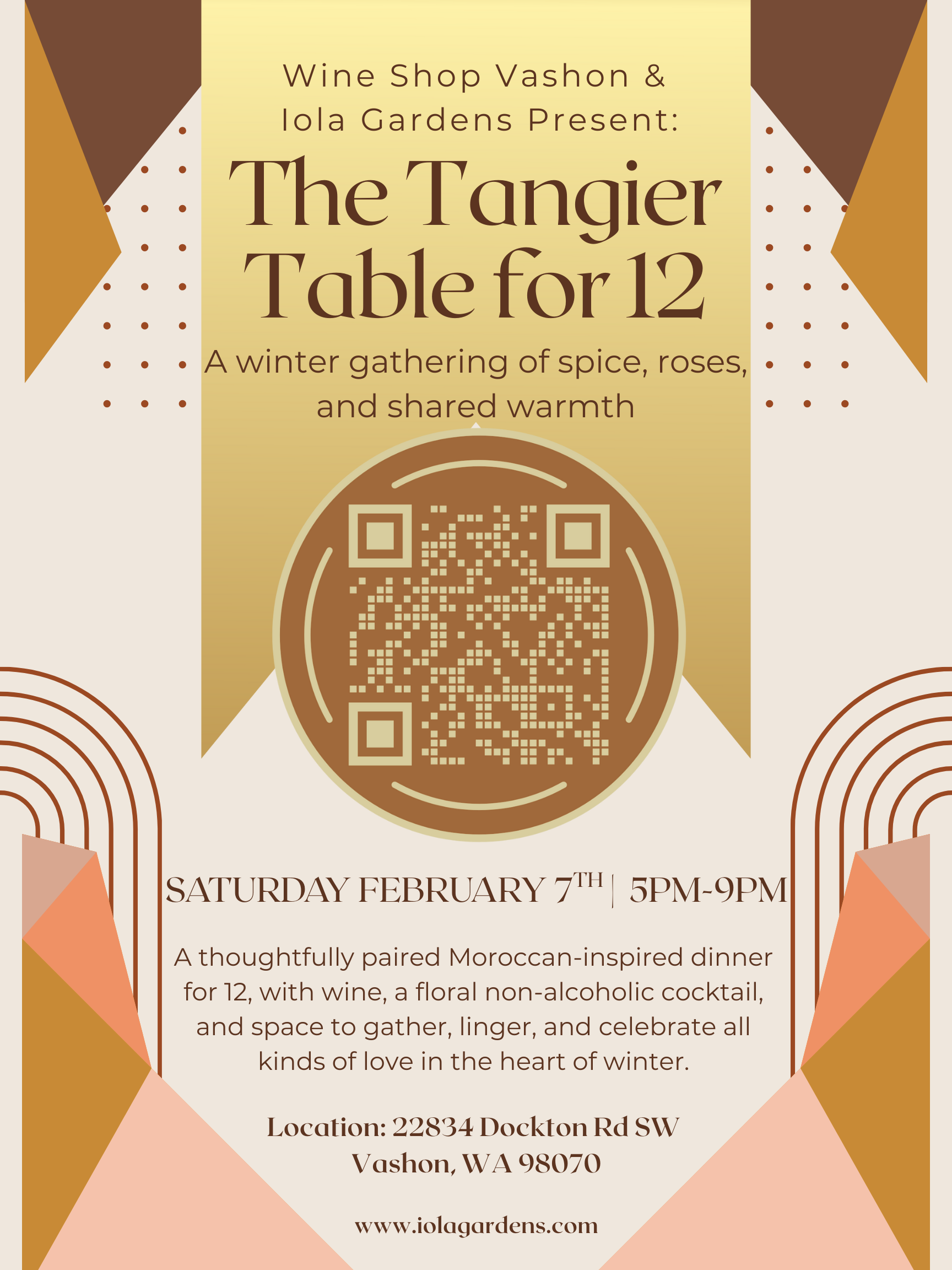 Wine and Dine Series 1- Tangier Table for 12