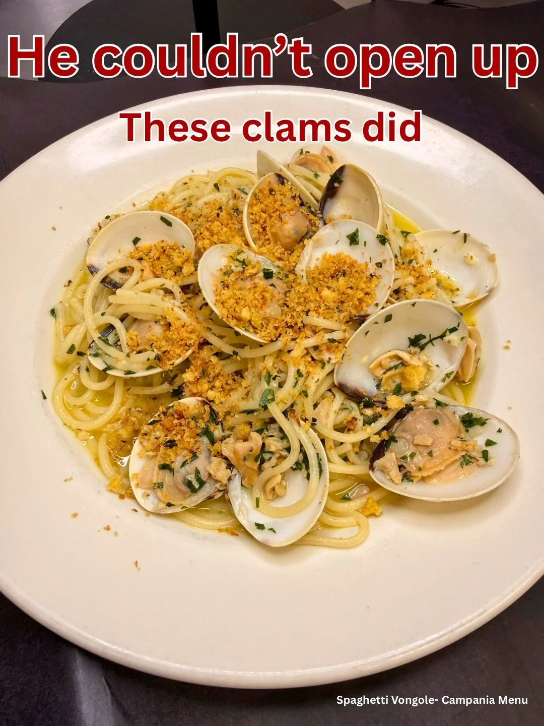 Campania Menu Update:
✔ Open communication
✔ Consistency
✔ Effort
✔ Sweet endings
Available nightly at Pueo&rsquo;s. 🍝🍋🍷 

Our Campania menu is serving food, drinks, and emotional support all month long. 🇮🇹✨🦉

#pueososteria #waikoloa #funny #tr