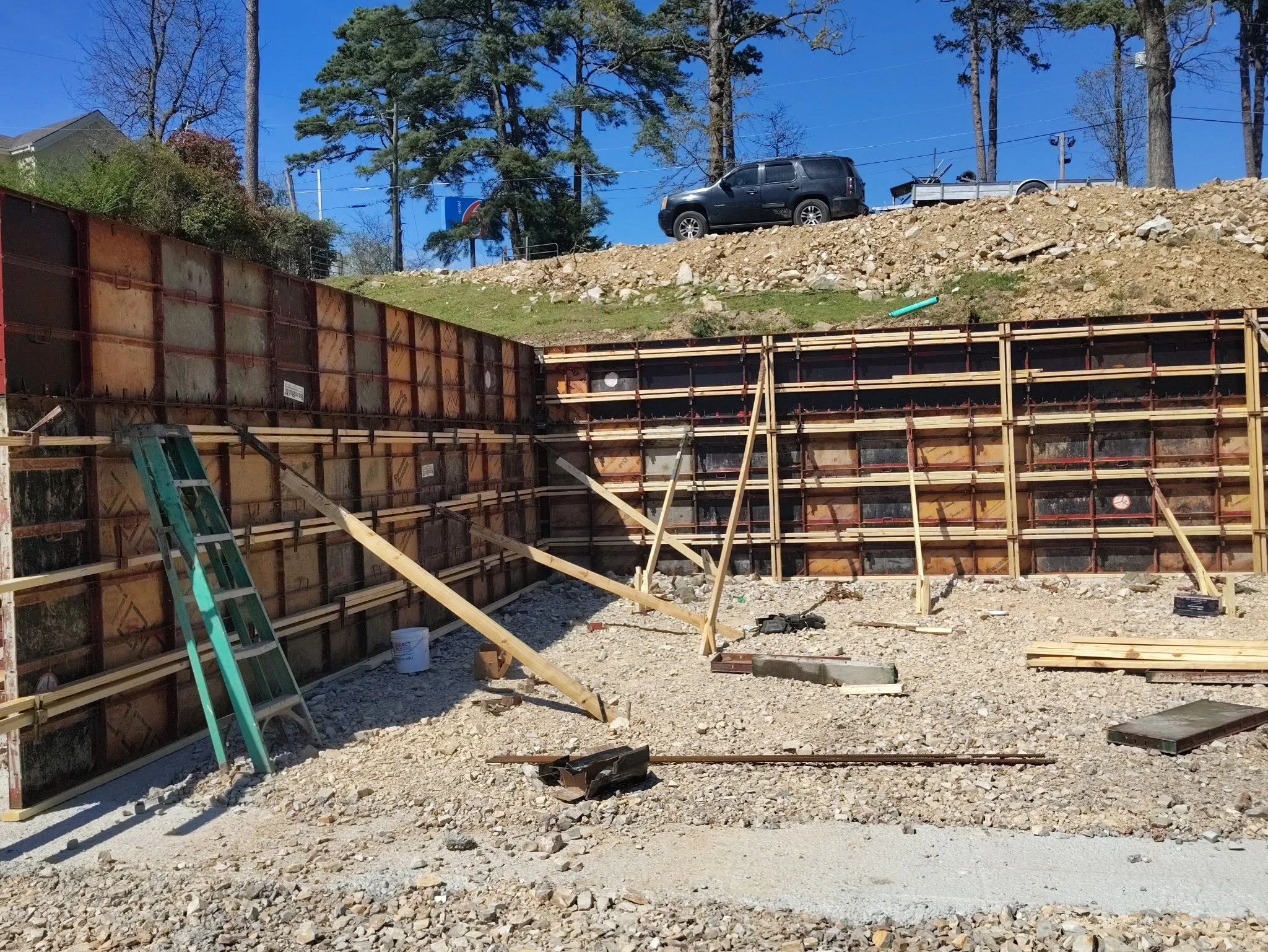 Rebar reinforced concrete perimeter wall construction for a residential estate in Little Rock AR.