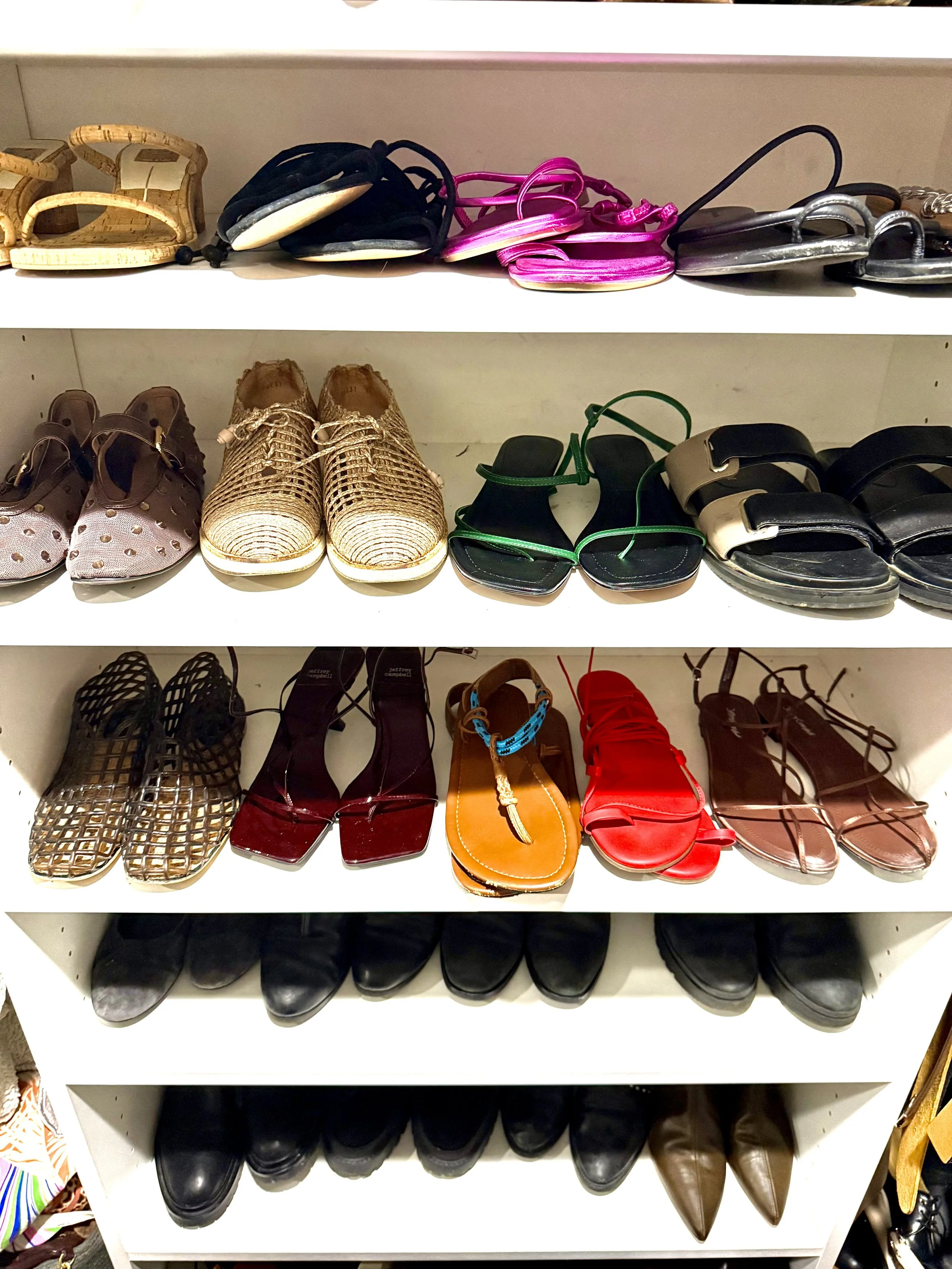 Shoes organized in closet