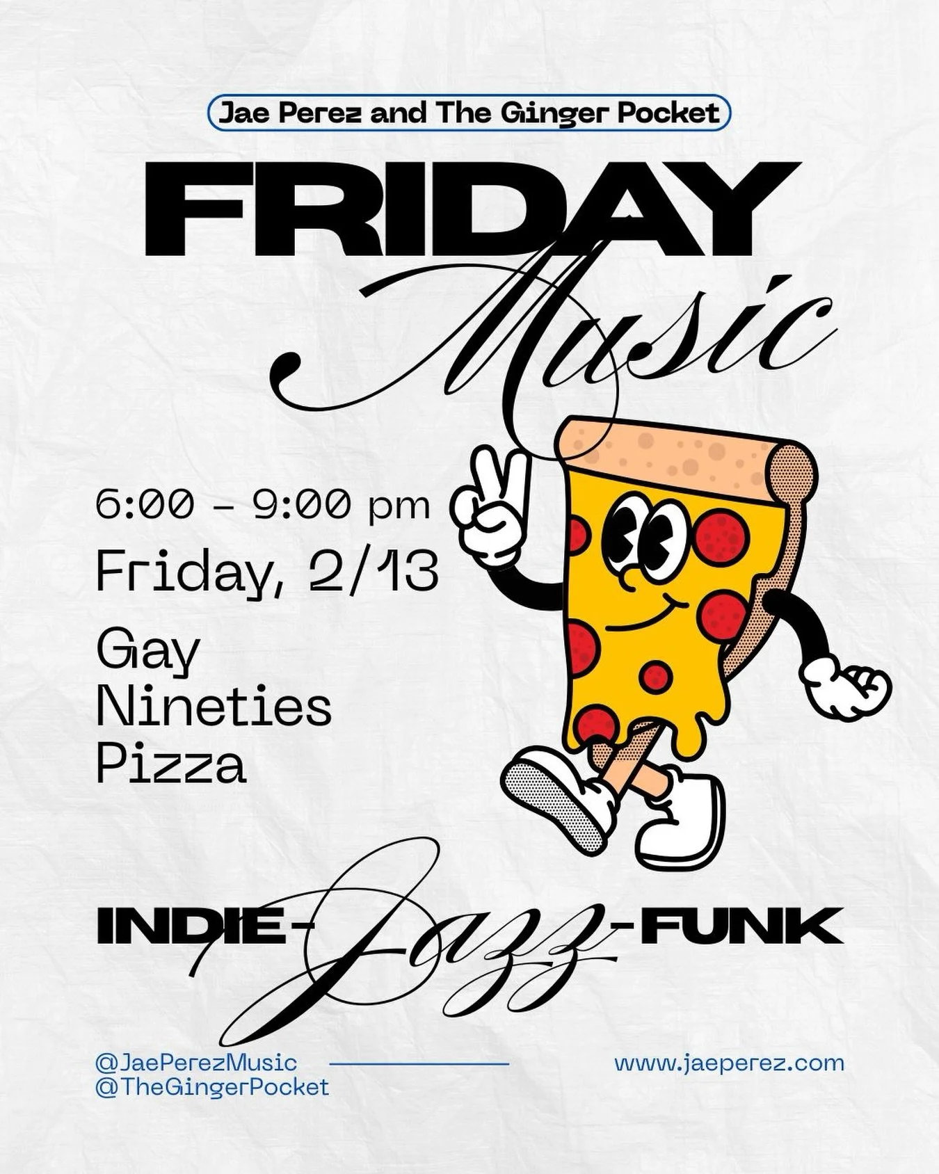 Hey Friends!

Friday the 13th! Myself and @thegingerpocket are going to be playing at Gay Nineties in Pleasanton for 3 hours of chill and relaxing music! 

It&rsquo;ll be from 6 pm - 9 pm!

Come by for great food, great music and awesome pasta. 

#li