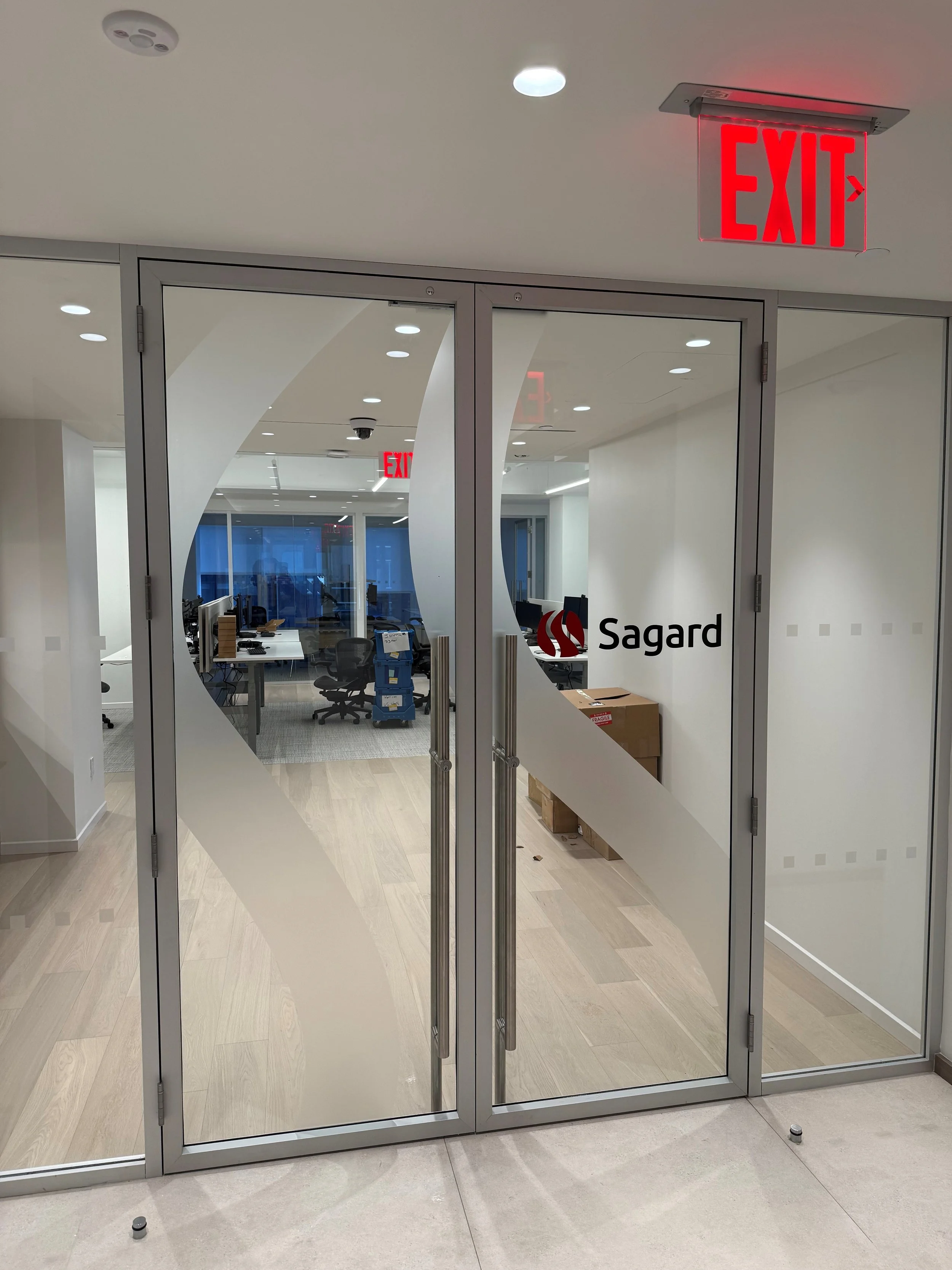 Vinyl entry door logo, distraction banding, and branded EGD for Sagard