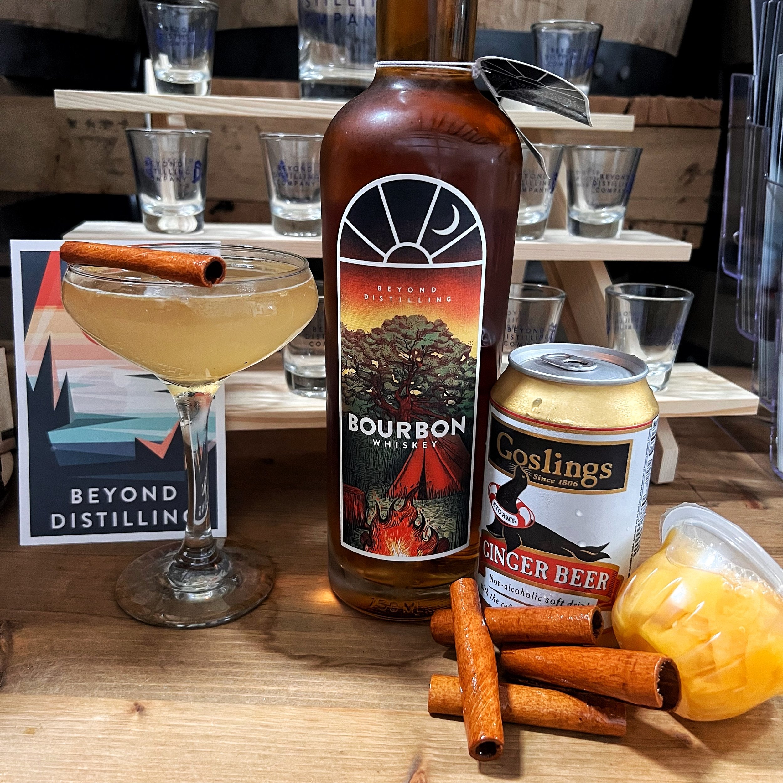 The Fireheart - Beyond Distilling Bourbon, Peach Juice, Cinnamon Simple Syrup & Ginger Beer