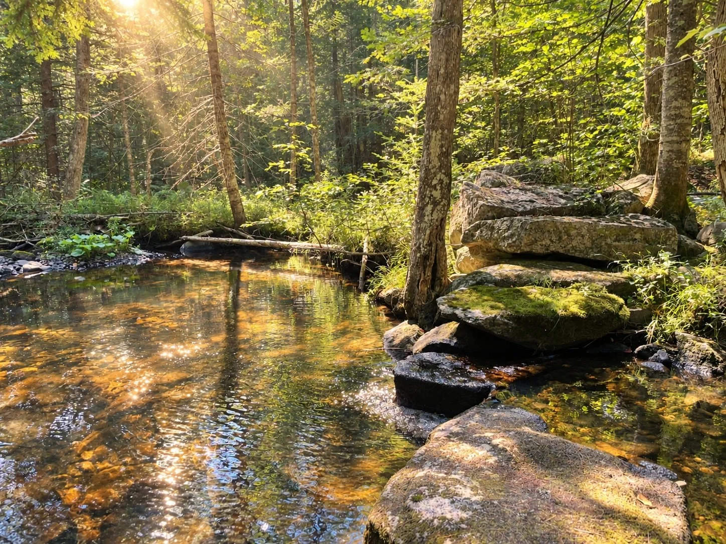 Brook and pools at 100 Acre Wood Retreat Center